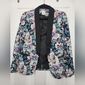 Laurrn Conrad Size 6 Floral Women's Blazer with Black Trim